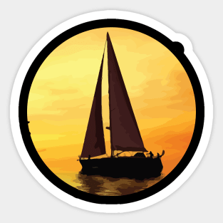 Artistic Boat in the River Sticker